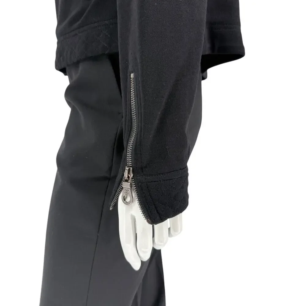 Chanel Black Quilted Wool Moto Zip Jacket – Size 46